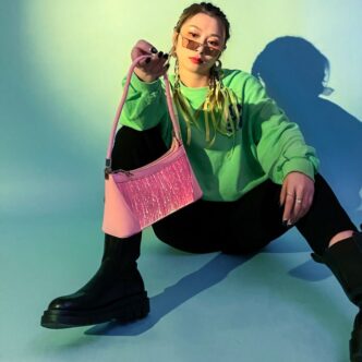 Led Light Up Pink Shoulder Bags For Women Cute Hobo Tote Handbag Mini Clutch Purse Zipper Closure - Lumisonata