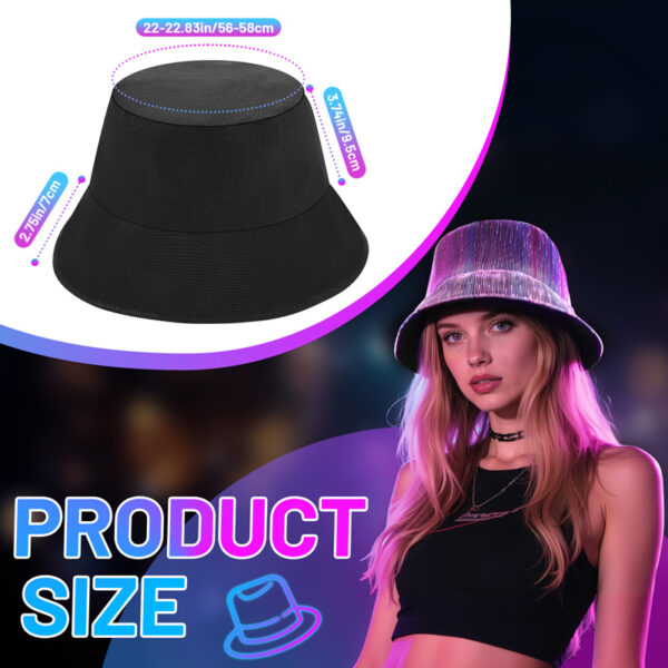 LED Rave Bucket Hat 7 Colors Light up Bucket Hat Fiber Optic Fabric Glow in the Dark Hat Party Hat - Lumisonata - 图片 4