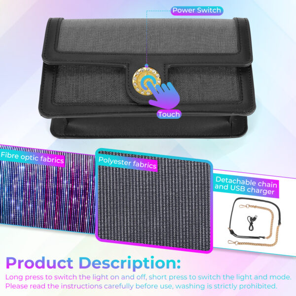 LED Bags Light up Purse Festival Evening Clutch Luminous Handbag - Lumisonata - Image 6