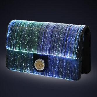 Light Up designer crossbody bags, Clutch Wallet Glitter with Metal Chain Strap - Lumisonata
