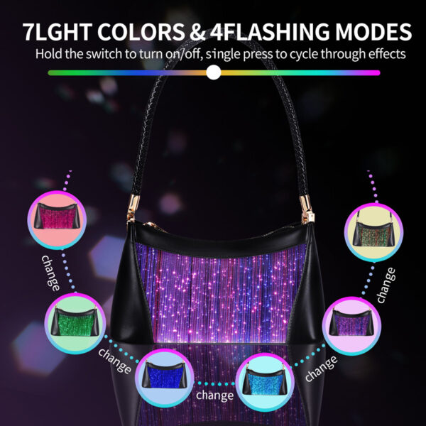 Lumisonata Led Light Up Pink Shoulder Bags For Women Cute Hobo Tote Handbag Mini Clutch Purse Zipper Closure – Bild 3