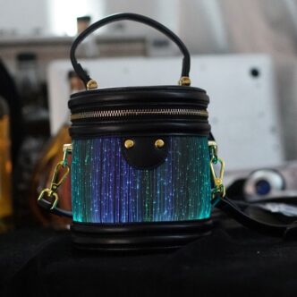 Led Light Up Small Bucket Purse Womens Shoulder Handbags Leather Mini Bucket Bag - Lumisonata