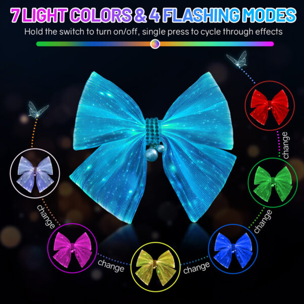 Led Fiber Optic Fabric Light Up White Women Pearl Hairpin - Lumisonata - 图片 3