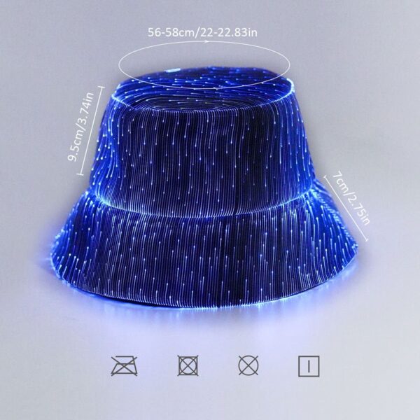 LED Rave Bucket Hat 7 Colors Light up Bucket Hat Fiber Optic Fabric Glow in the Dark Hat Party Hat - Lumisonata - Image 5
