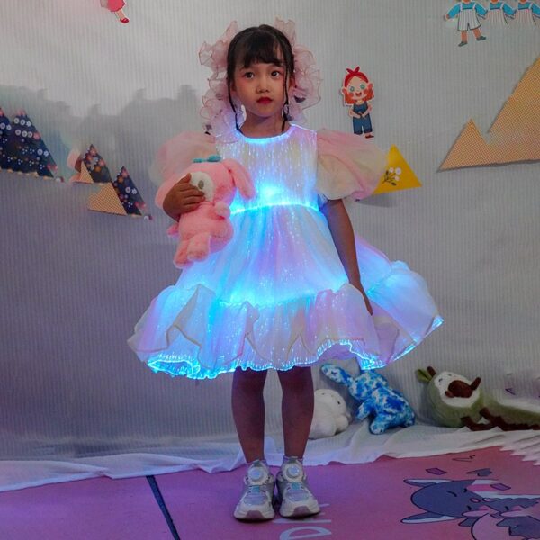 Pink luminous puffy dress children's dresses - Image 2