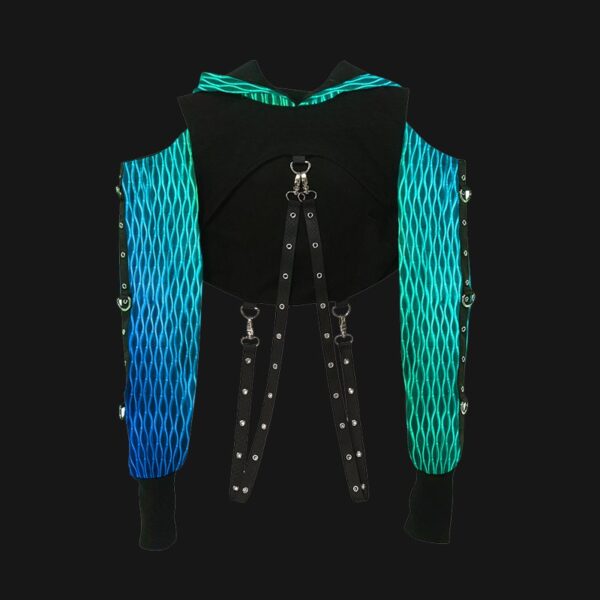 Punk Rock Clothing, Luminous Cyberpuk Female High Top Hoodie - Lumisonata - Image 2