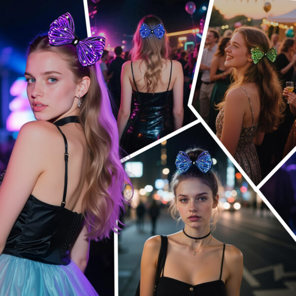 LED Clips 7 Colors Light up Hair Accessories Rhinestone Rave Clips Glow Hair Barrettes for Women - Lumisonata - Image 3