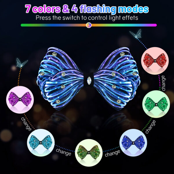 LED Clips 7 Colors Light up Hair Accessories Rhinestone Rave Clips Glow Hair Barrettes for Women - Lumisonata - Image 4