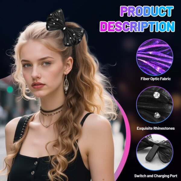LED Clips 7 Colors Light up Hair Accessories Rhinestone Rave Clips Glow Hair Barrettes for Women - Lumisonata - Image 6