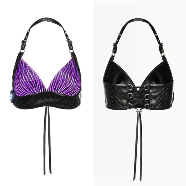 Sexy Light Up Bra, Fiber optic fabric top, Glow in the Dark Bra - Lumisonata - Image 3