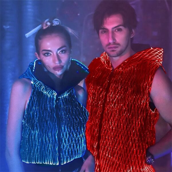 Sexy Jacket, Light up Half Backless and Face Cover Sleeveless Hoodie - Lumisonata - Image 7