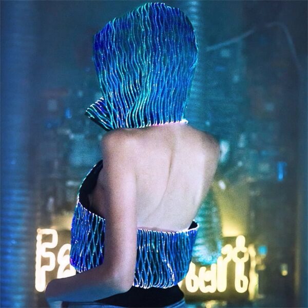Sexy Jacket, Light up Half Backless and Face Cover Sleeveless Hoodie - Lumisonata - Image 3
