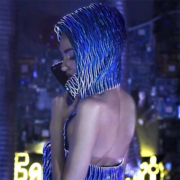Sexy Jacket, Light up Half Backless and Face Cover Sleeveless Hoodie - Lumisonata - Image 4